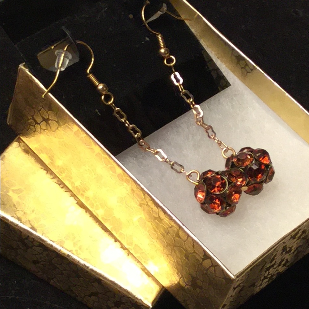18K Gold Plated Rhinestone Ball Earrings